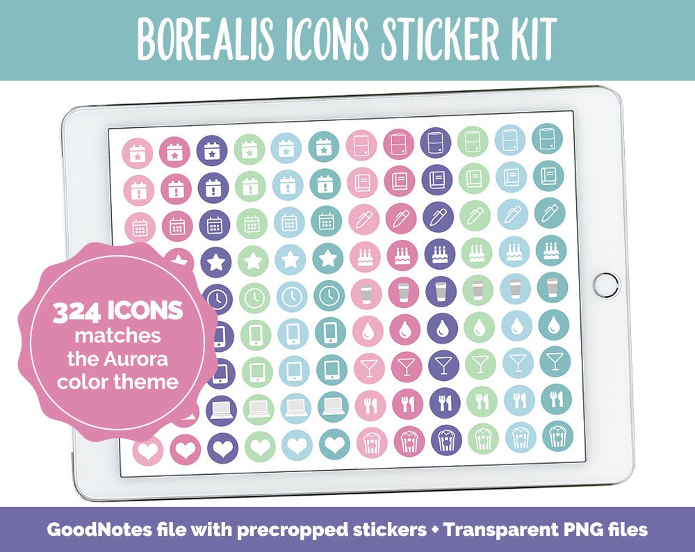 Borealis Icons Digital Planner Stickers | GoodNotes, iPad and Android | Icons, Life, Weather, Everyday