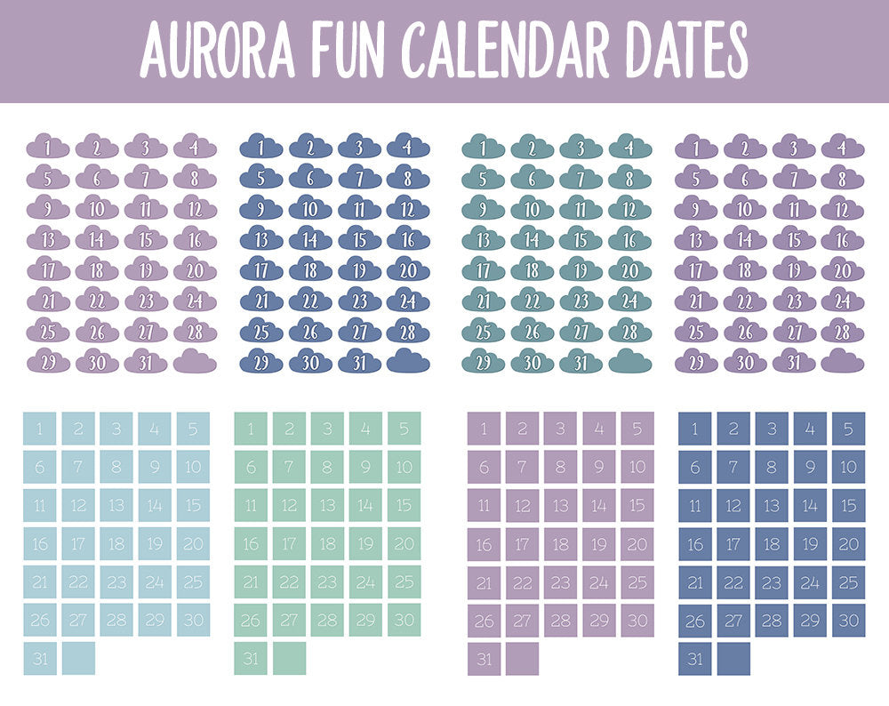 Aurora Fun Calendar Date Digital Stickers