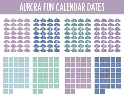 Aurora Fun Calendar Date Digital Stickers