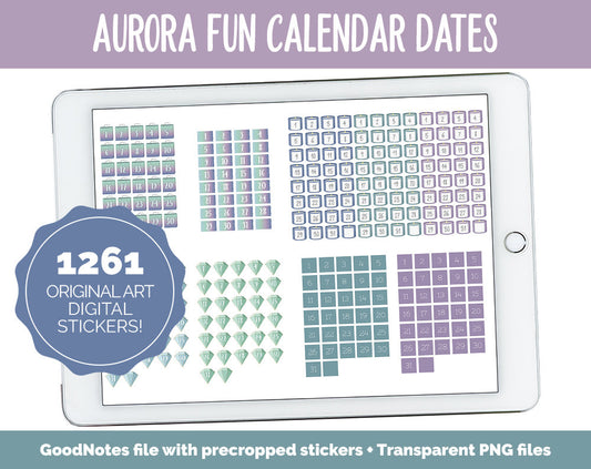 Aurora Fun Calendar Date Digital Stickers
