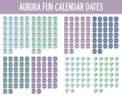 Aurora Fun Calendar Date Digital Stickers
