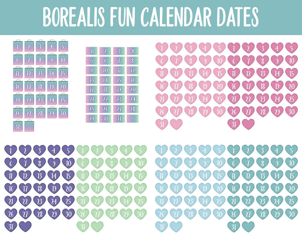 Borealis Fun Calendar Date Digital Stickers | GoodNotes, iPad and Android