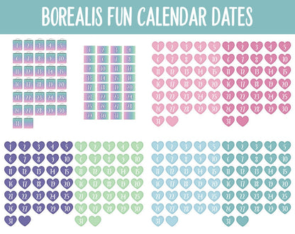 Borealis Fun Calendar Date Digital Stickers | GoodNotes, iPad and Android