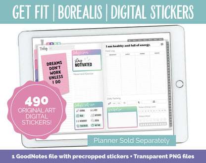 Get Fit Borealis Digital Stickers | GoodNotes & iPad | Fitness, Health, Self-Care, Workout