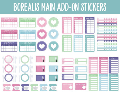 Borealis Add-On Digital Stickers | GoodNotes & iPad | Trackers, Budget, Meal Planning, Health, Habits