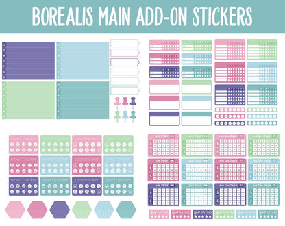 Borealis Add-On Digital Stickers | GoodNotes & iPad | Trackers, Budget, Meal Planning, Health, Habits