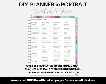 DIY Portrait Digital Planner | Borealis Theme | Goodnotes, iPad & Android