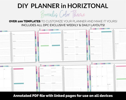 DIY Horizontal Digital Planner | Borealis Theme | Goodnotes, iPad & Android