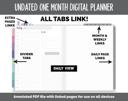 Undated One Month Digital Planner | Borealis Theme - Simple Life Weekly | GoodNotes, iPad & Android