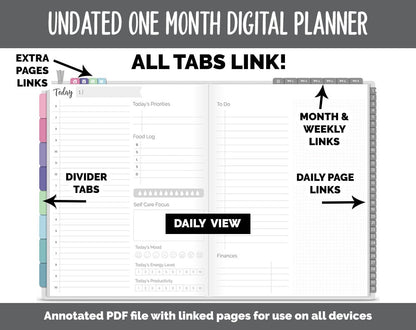 Undated One Month Digital Planner | Borealis Theme - Best Life Weekly | GoodNotes, iPad & Android