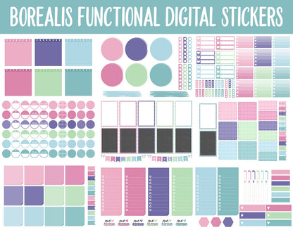 Borealis Functional Digital Sticker Set | GoodNotes, iPad & Android | Papers, Sticky Notes, Chores, Work, Adulting, Tasks, Dates