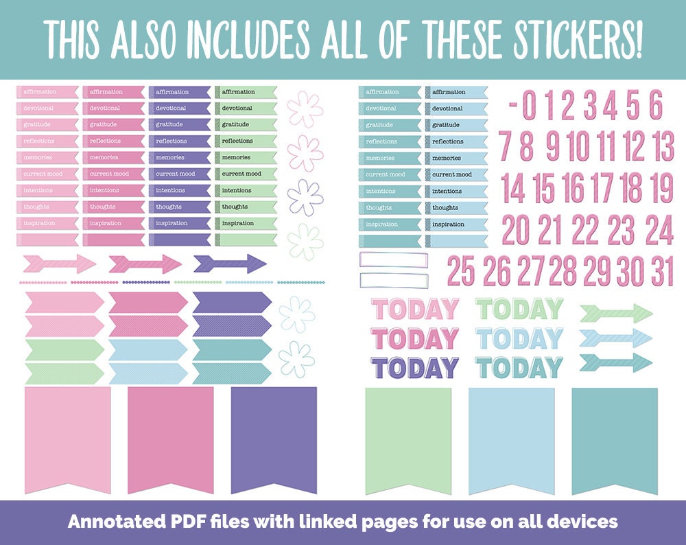 31 Day Digital Journal + Sticker Bundle | Borealis Theme