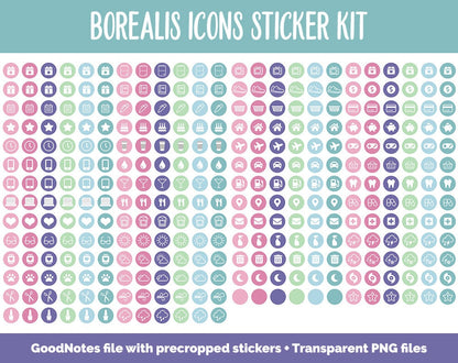 Borealis Icons Digital Planner Stickers | GoodNotes, iPad and Android | Icons, Life, Weather, Everyday