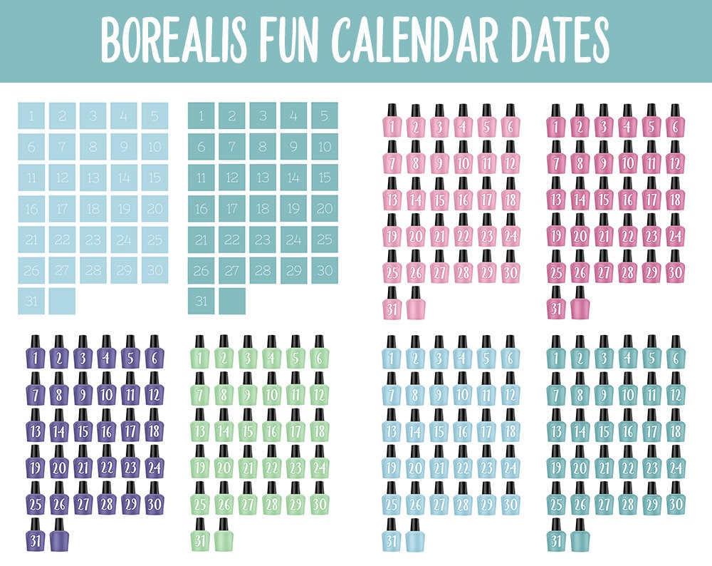 Borealis Fun Calendar Date Digital Stickers | GoodNotes, iPad and Android