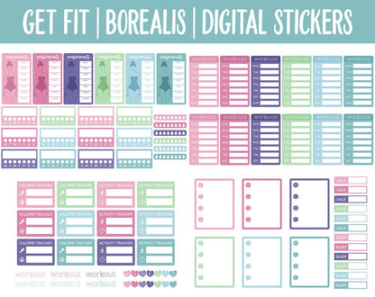 Get Fit Borealis Digital Stickers | GoodNotes & iPad | Fitness, Health, Self-Care, Workout