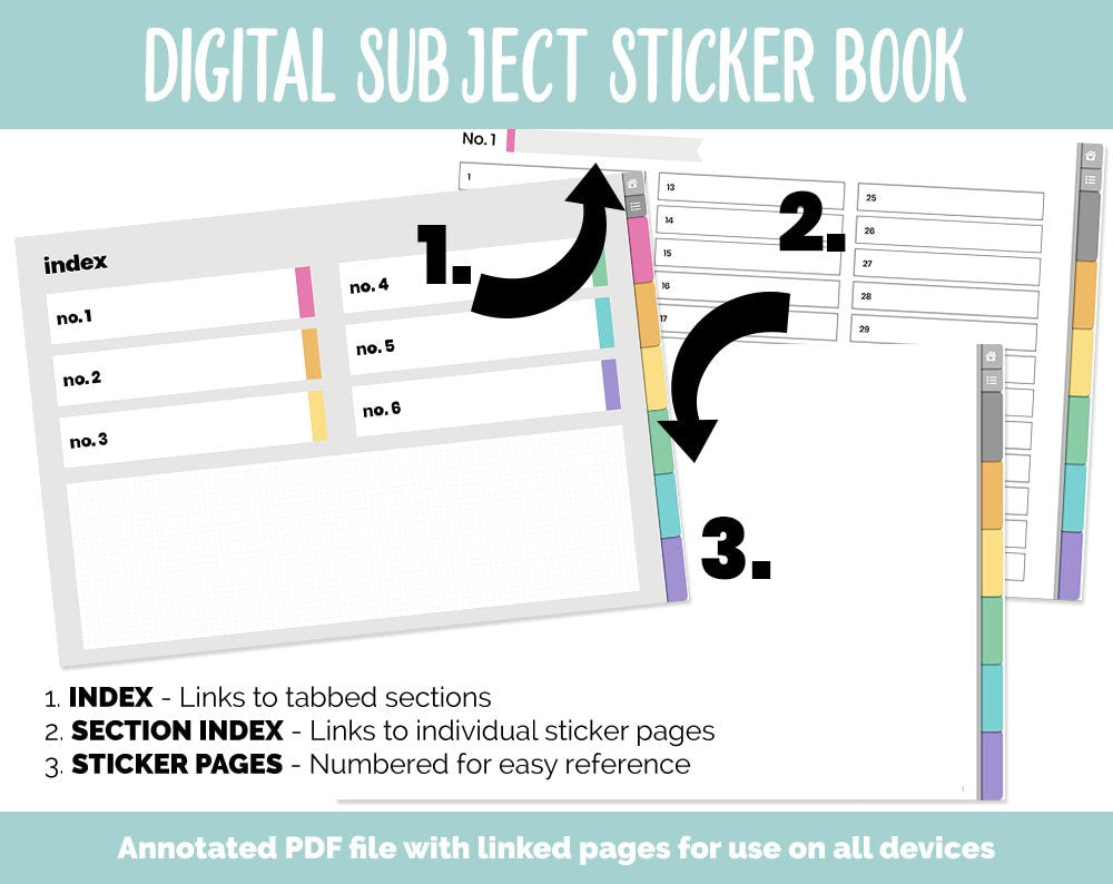 Blank Subject Digital Sticker Books | Rainbow Theme | Goodnotes, iPad & Android