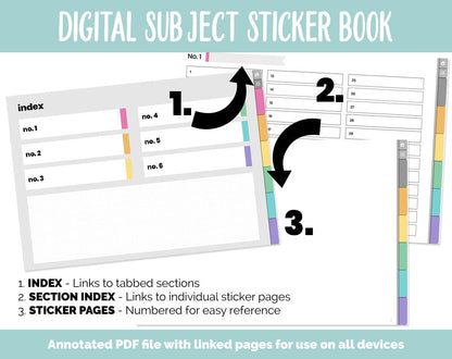 Blank Subject Digital Sticker Books | Rainbow Theme | Goodnotes, iPad & Android