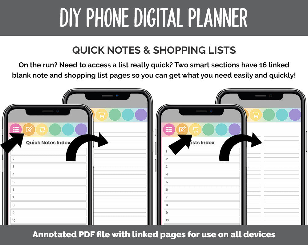 DIY Phone Digital Planner | Rainbow Theme | Goodnotes, iPad & Android