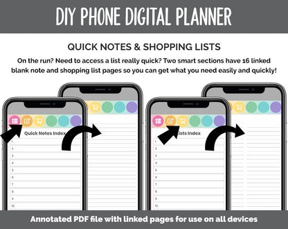 DIY Phone Digital Planner | Rainbow Theme | Goodnotes, iPad & Android