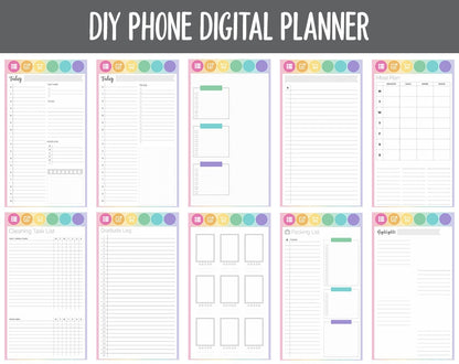 DIY Phone Digital Planner | Rainbow Theme | Goodnotes, iPad & Android