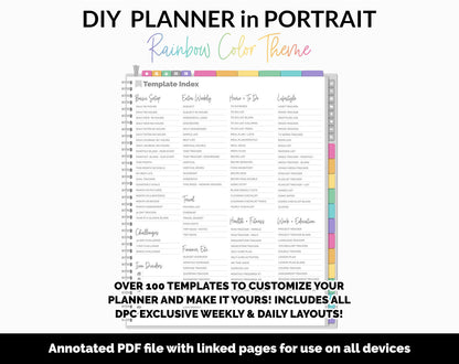 DIY Portrait Digital Planner | Rainbow Theme | Goodnotes, iPad & Android