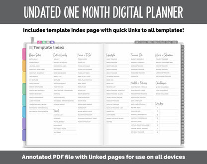 Undated One Month Digital Planner | Rainbow Theme - Simple Life Weekly | GoodNotes, iPad & Android