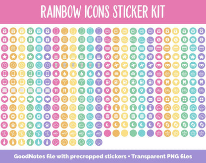 Rainbow Icons Digital Planner Stickers | GoodNotes, iPad and Android | Icons, Life, Weather, Everyday