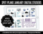 Spot Plans January Digital Stickers | GoodNotes, iPad and Android | Aurora | Sassy, Goals, Adulting, Planning, Funny, New Year