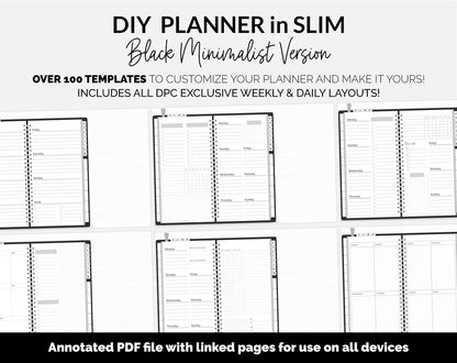 DIY Slim Digital Planner | Black | Minimalist | GoodNotes, iPad & Android