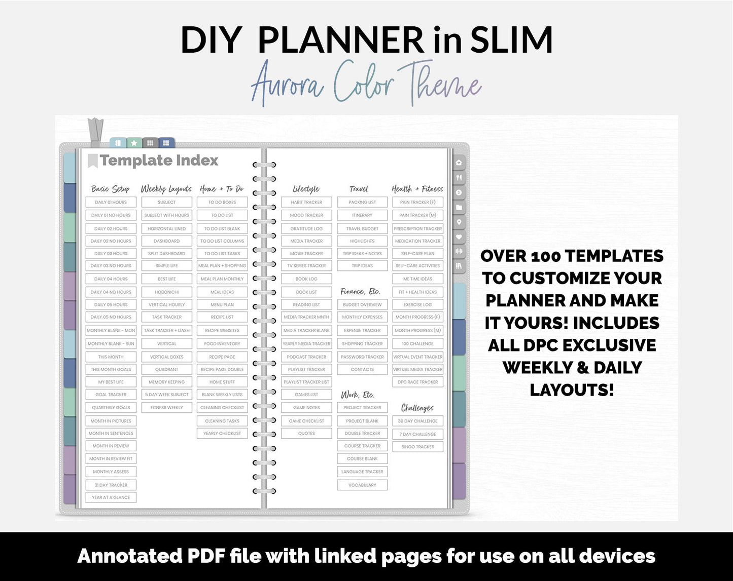 DIY Slim Digital Planner | Aurora Theme | GoodNotes, iPad & Android