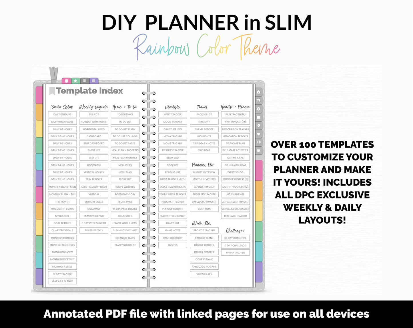 DIY Slim Digital Planner | Rainbow Theme | GoodNotes, iPad & Android