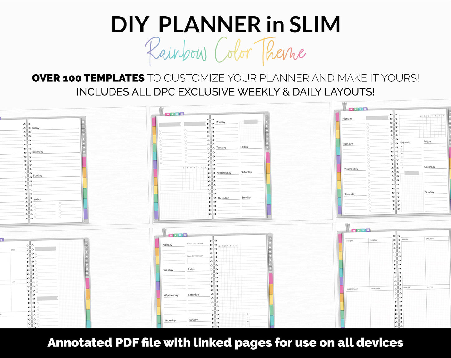 DIY Slim Digital Planner | Rainbow Theme | GoodNotes, iPad & Android