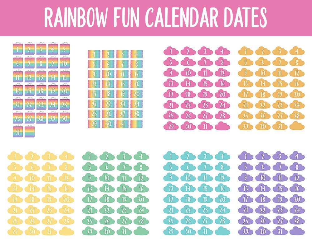 Rainbow Fun Calendar Date Digital Stickers | GoodNotes, iPad and Android
