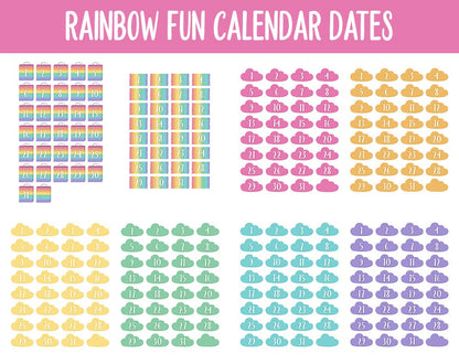 Rainbow Fun Calendar Date Digital Stickers | GoodNotes, iPad and Android