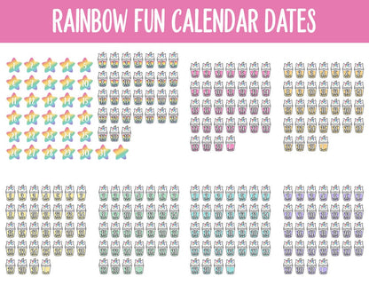 Rainbow Fun Calendar Date Digital Stickers | GoodNotes, iPad and Android