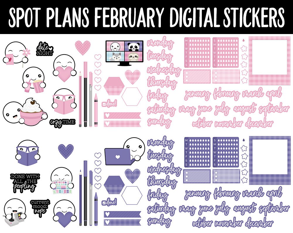 Spot Plans February Digital Stickers | GoodNotes, iPad and Android | Borealis | Sassy, Valentine, Adulting, Planning, Funny