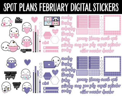 Spot Plans February Digital Stickers | GoodNotes, iPad and Android | Borealis | Sassy, Valentine, Adulting, Planning, Funny