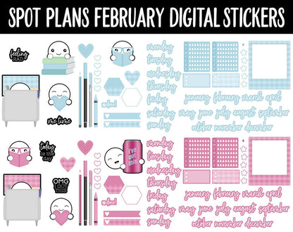 Spot Plans February Digital Stickers | GoodNotes, iPad and Android | Borealis | Sassy, Valentine, Adulting, Planning, Funny