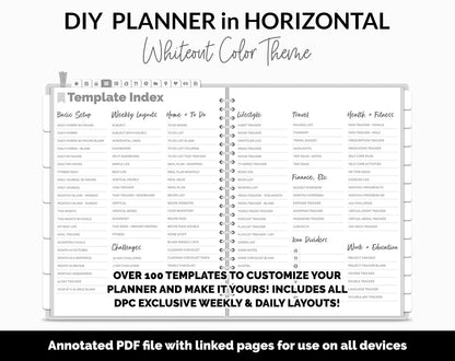 DIY Horizontal Digital Planner | Whiteout Theme