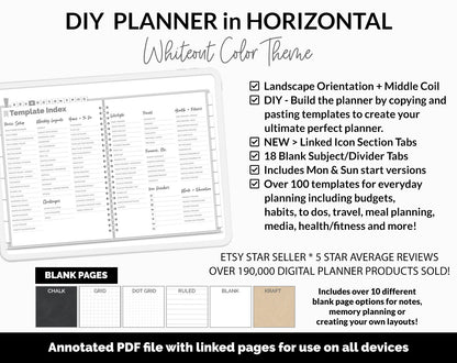 DIY Horizontal Digital Planner | Whiteout Theme