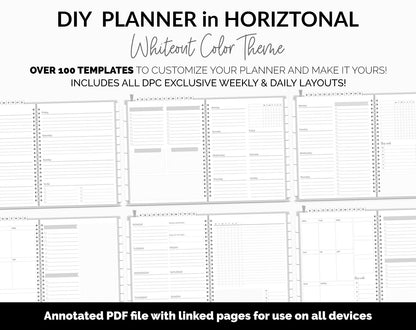 DIY Horizontal Digital Planner | Whiteout Theme