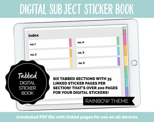 Blank Subject Digital Sticker Books | Rainbow Theme | Goodnotes, iPad & Android