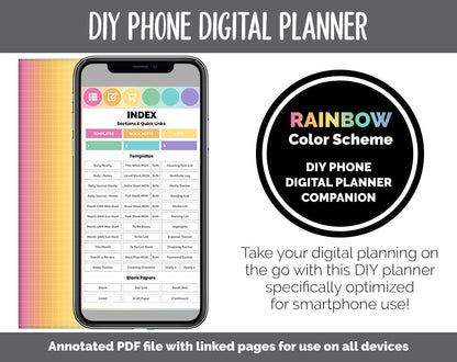 DIY Phone Digital Planner | Rainbow Theme | Goodnotes, iPad & Android