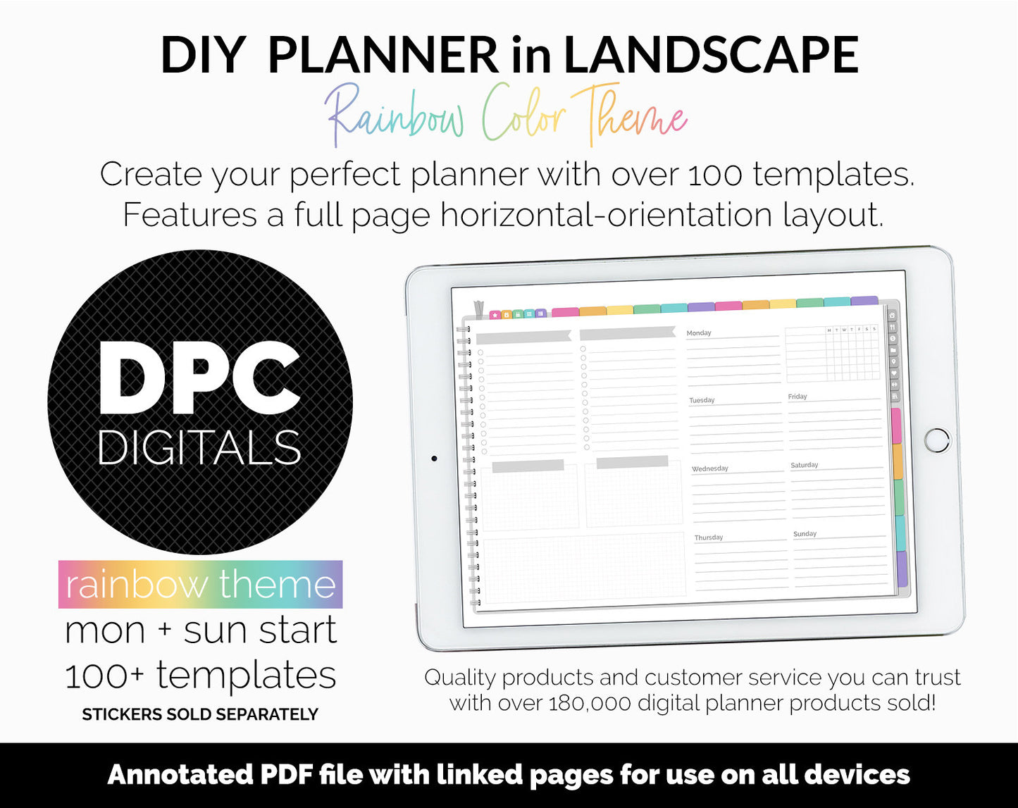 DIY Landscape Digital Planner | Rainbow Theme | Goodnotes, iPad & Android