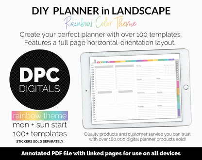 DIY Landscape Digital Planner | Rainbow Theme | Goodnotes, iPad & Android