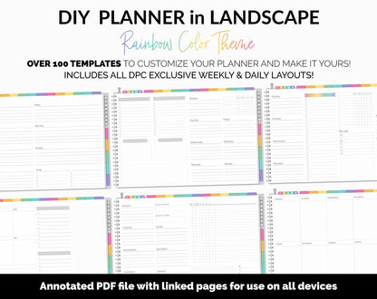 DIY Landscape Digital Planner | Rainbow Theme | Goodnotes, iPad & Android