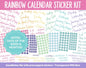 Rainbow Calendar Essentials Digital Planner Stickers | GoodNotes, iPad and Android | Dates, Days of the Week, Months