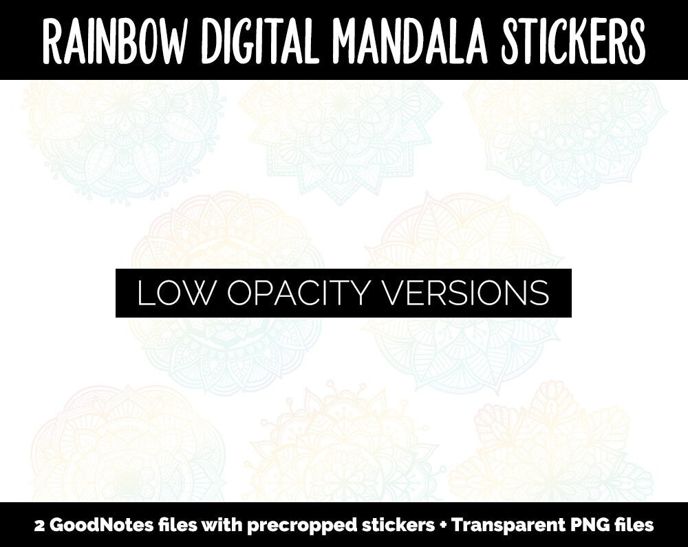 Rainbow Mandala Digital Planner Stickers | GoodNotes, iPad and Android | Gradient, Ombre, Coloring