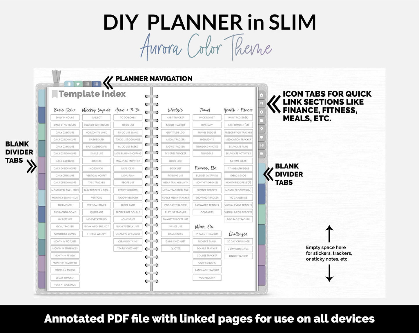 DIY Slim Digital Planner | Aurora Theme | GoodNotes, iPad & Android
