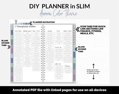 DIY Slim Digital Planner | Aurora Theme | GoodNotes, iPad & Android